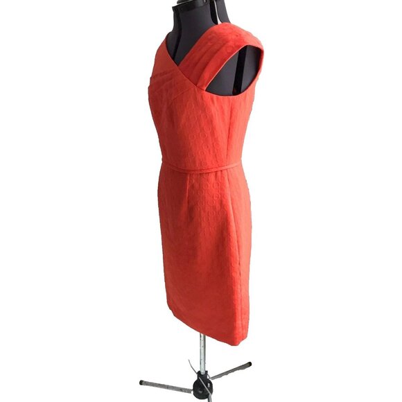 Tahari Arthur S. Levine Sheath Dress, Orange Sleeveless Textured Lined, Size 8 - Picture 2 of 12